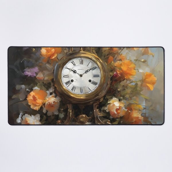 Item preview, Painting still life grandfather clock on the dresser surrounded with flowers designed and sold by Didier Junk.