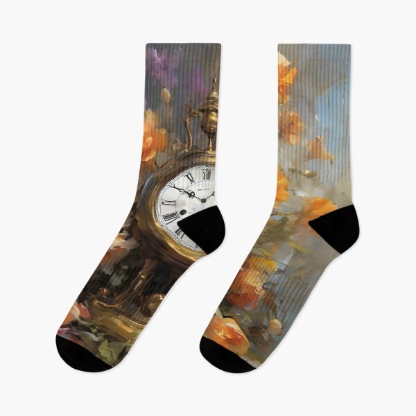 Item preview, Painting still life grandfather clock on the dresser surrounded with flowers designed and sold by Didier Junk.