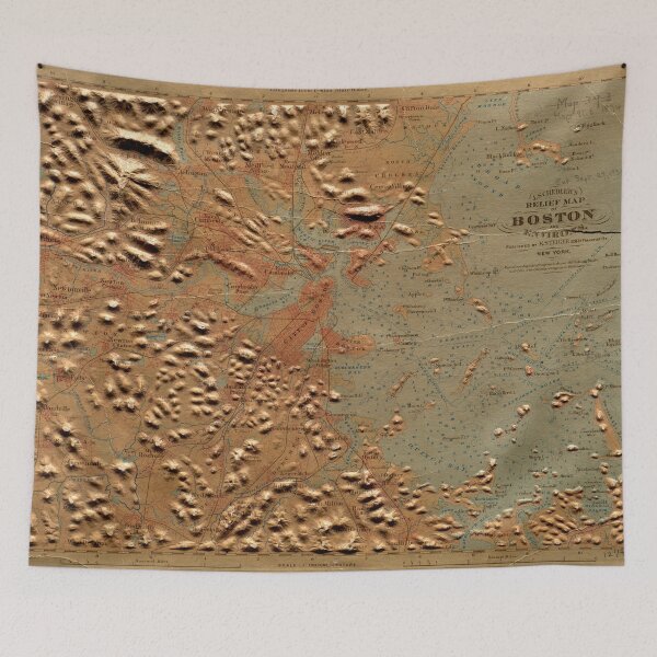 Item preview, Vintage Relief Map of Boston MA (1874) designed and sold by BravuraMedia.