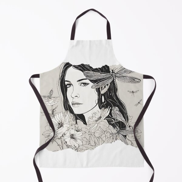 Item preview, Young woman in the sea of flowers with dragonflies designed and sold by kreativeadern.