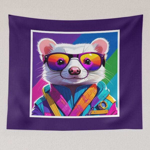 Item preview, Rainbow Sunglass Wearing Ferret designed and sold by GypsyGarou.