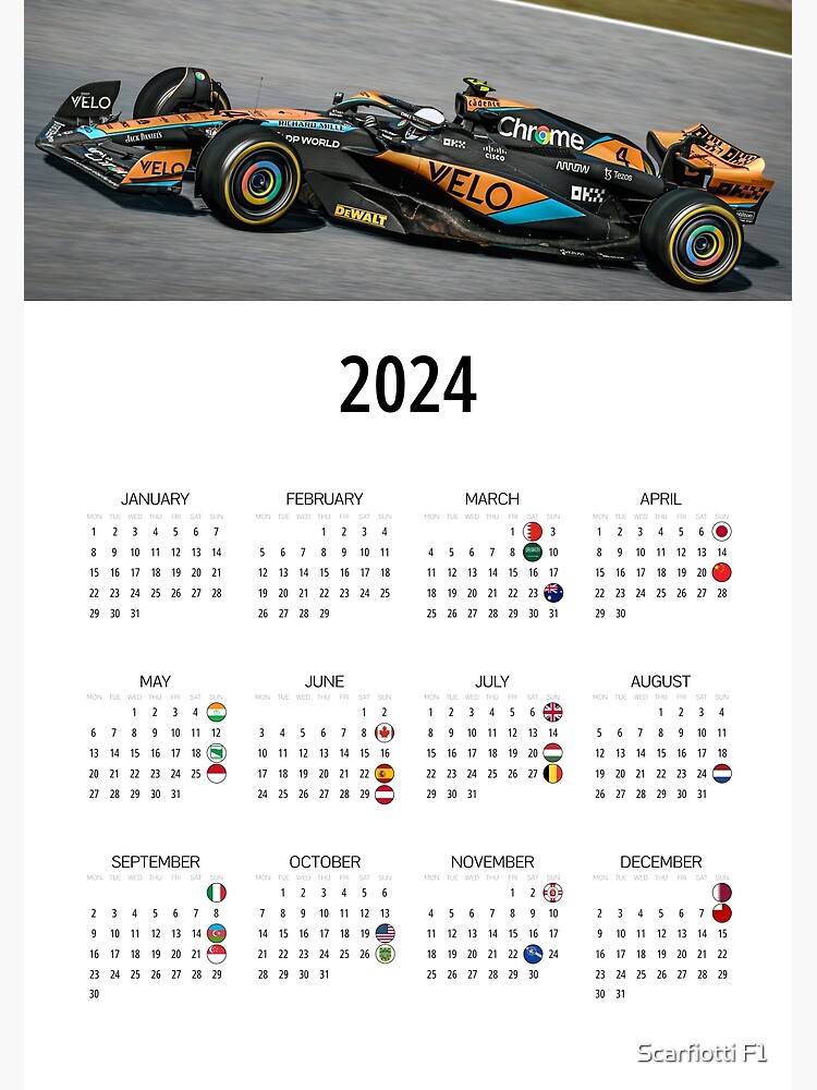 "2024 Formula 1 Calendar F1 Race Grand Prix" Poster for Sale by