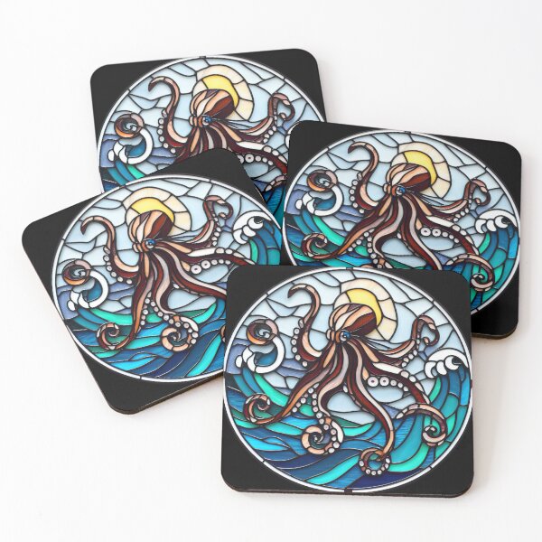 Item preview, Stained Glass Giant Pacific Octopus designed and sold by Aria Winchester Designs.