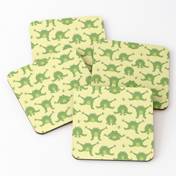 Item preview, Pattern of funny happy green cartoon cute thick frogs in different poses designed and sold by NataliaVVV.