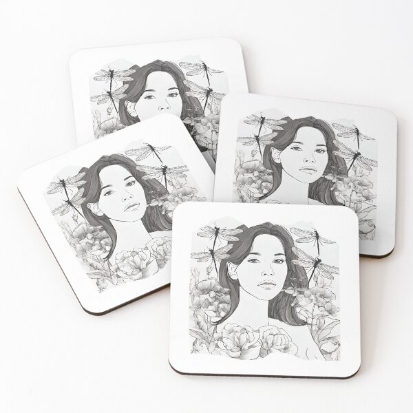 Item preview,  Woman in the sea of flowers with dragonflies designed and sold by kreativeadern.