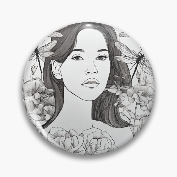 Item preview,  Woman in the sea of flowers with dragonflies designed and sold by kreativeadern.
