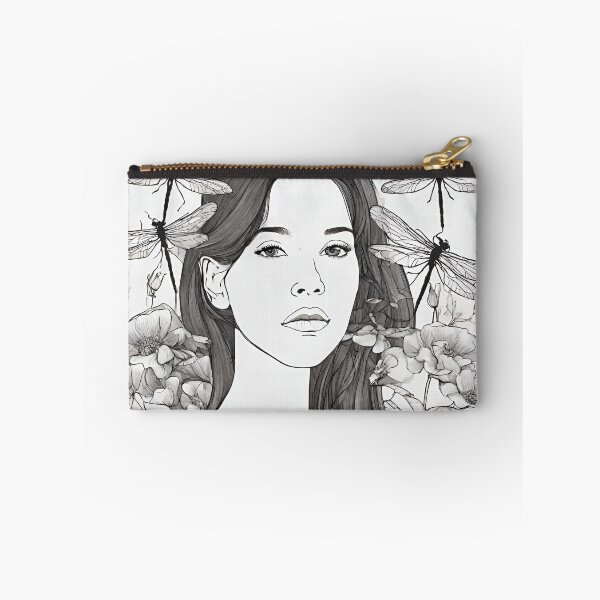 Item preview,  Woman in the sea of flowers with dragonflies designed and sold by kreativeadern.