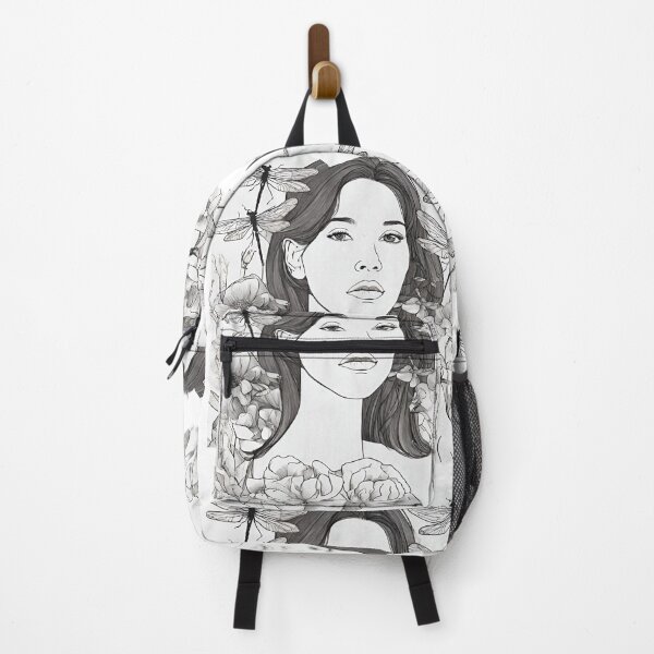 Item preview, Woman in the sea of flowers with dragonflies designed and sold by kreativeadern.