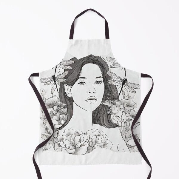 Item preview, Woman in the sea of flowers with dragonflies designed and sold by kreativeadern.