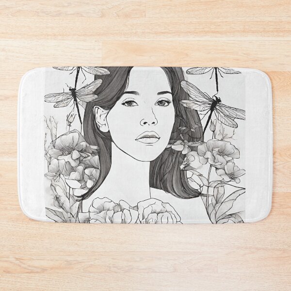 Item preview,  Woman in the sea of flowers with dragonflies designed and sold by kreativeadern.