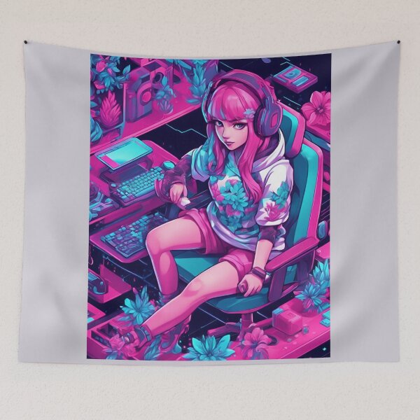 Item preview, Vaporwave Girl Gamer designed and sold by SilverSunStudio.