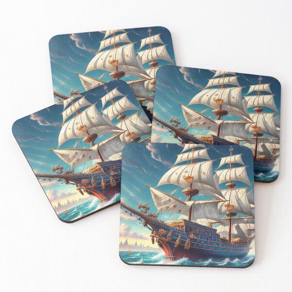 Item preview, Windstar by night" watercolor painting of ship sailing designed and sold by Obinne.