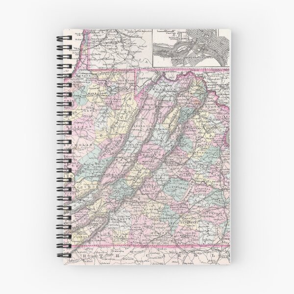 Item preview, Vintage Map of Virginia (1855) designed and sold by BravuraMedia.