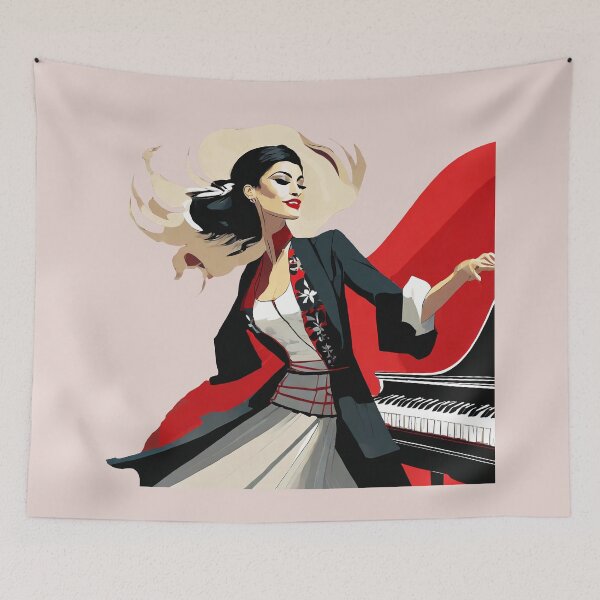 Item preview, pianist woman designed and sold by NotesForMusic.