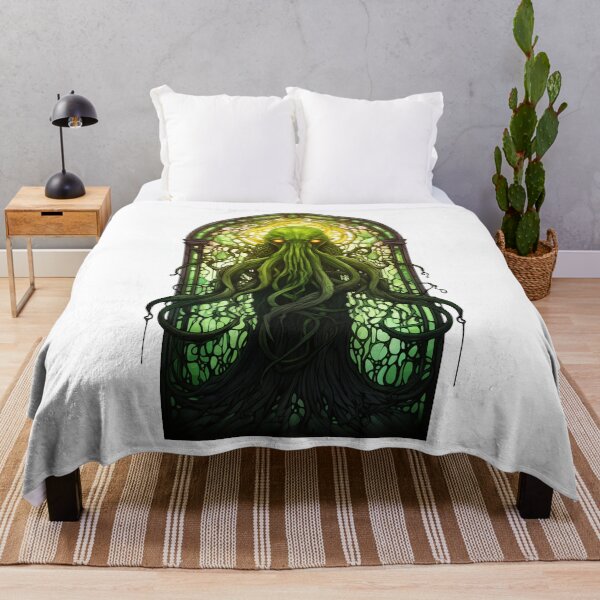 Item preview, Cthulhu Rising Stained Glass Window Temple Church No 2 designed and sold by LastHighwayTees.