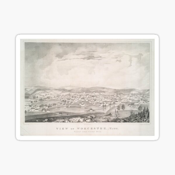 Item preview, Vintage Pictorial Map of Worcester MA (1837) designed and sold by BravuraMedia.