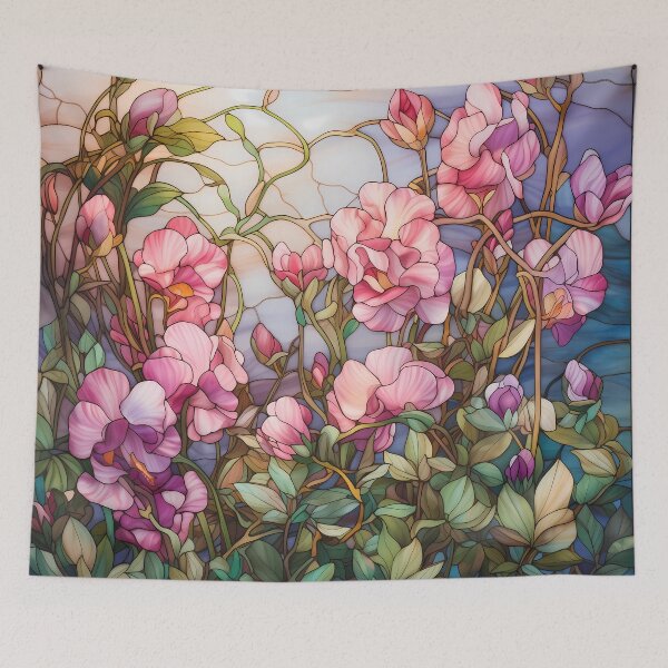 Item preview, Sunset Sweet Pea Rhapsody in Stained Glass designed and sold by Matt's Artificial Nature.