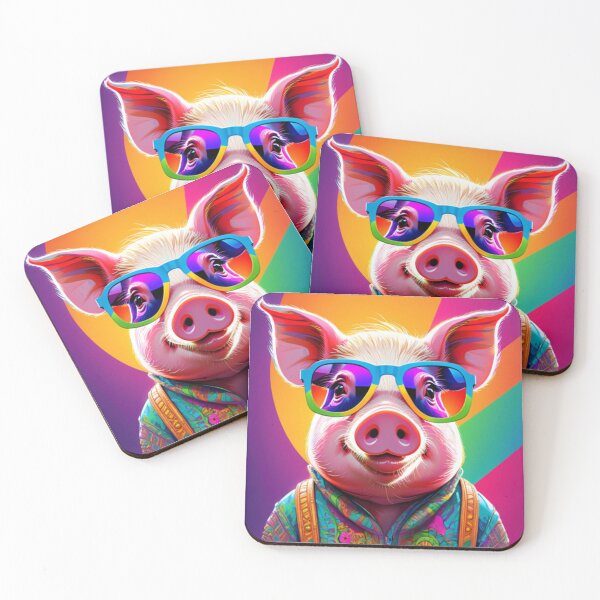 Item preview, Rainbow Pig Wearing Sunglasses designed and sold by GypsyGarou.