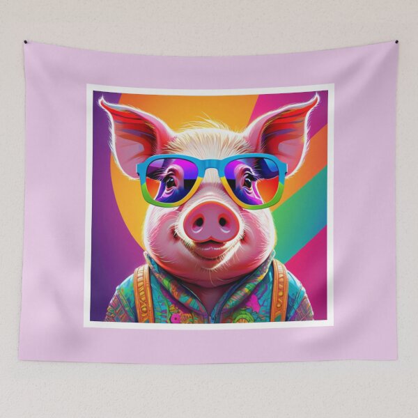 Item preview, Rainbow Pig Wearing Sunglasses designed and sold by GypsyGarou.