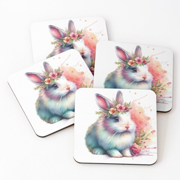 Item preview, Stylish and colorful cute rabbit with a flower crown designed and sold by Marcoshop10.