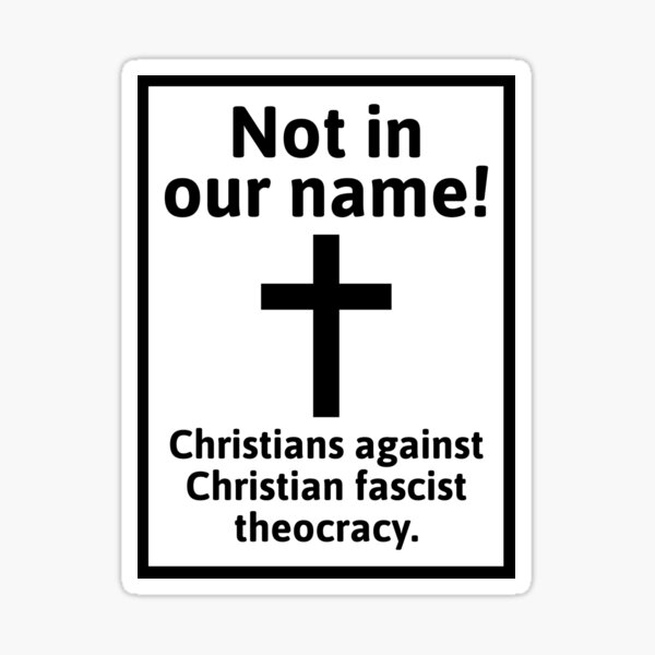 Vista previa del artículo con la obra «Cristianos contra la teocracia fascista», diseñado y vendido por Rachel the Artist .