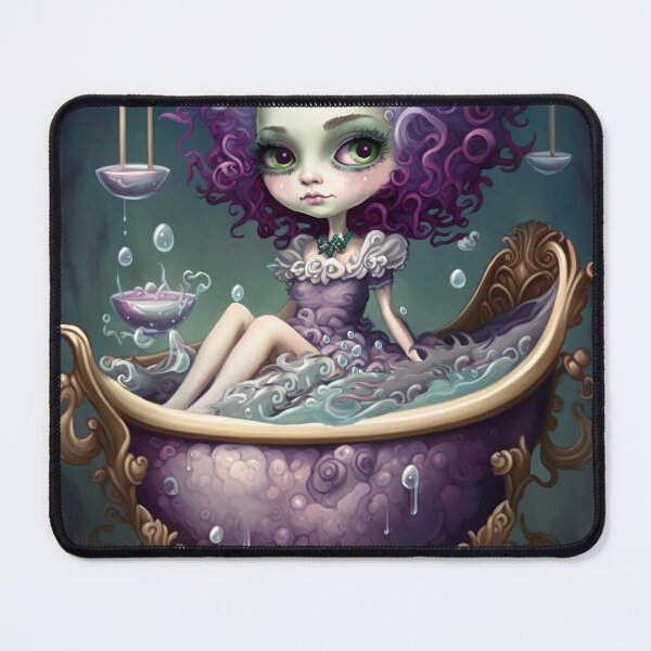 Item preview, Big Eye Bubble Bath Portrait Low Brow Art Big Eye Goth Girl designed and sold by Art.Fusion.Studio.