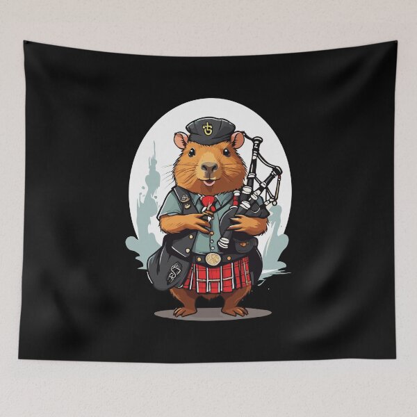 Item preview, Bagpiper capybara. Traditional Scottish musician. designed and sold by twisted-dot.