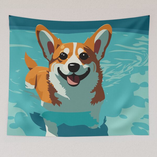 Item preview, Swimming Corgi designed and sold by Corgi-at-night.