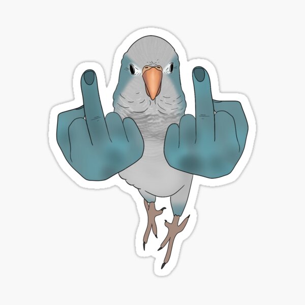 Blue Quaker Parakeet flipping you off Glossy Sticker