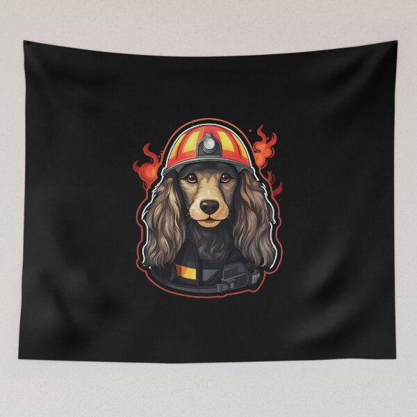 Item preview, Firefighter Afghan Hound designed and sold by CUTEDOGGIEZ.