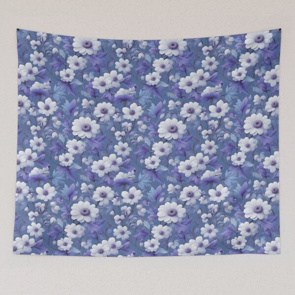 Item preview, Patrón de flores blancas y moradas de acuarela designed and sold by Patternliss.