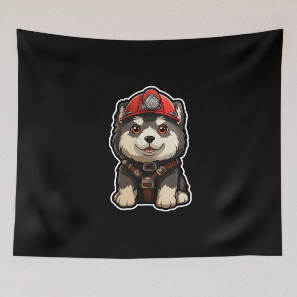 Item preview, Firefighter Alaskan Malamute designed and sold by CUTEDOGGIEZ.