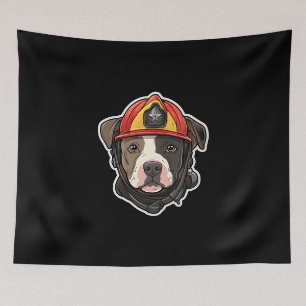 Item preview, Firefighter Amstaff Puppy designed and sold by CUTEDOGGIEZ.