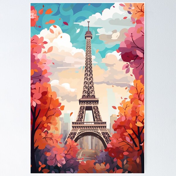 Autumn Serenity in Paris - Eiffel Tower Amidst Fall Foliage Poster