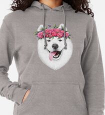Samoyed with flowers Lightweight Hoodie
