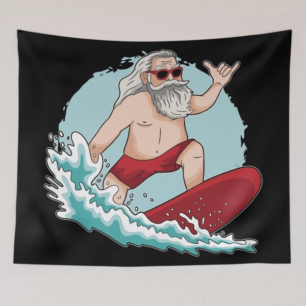 Item preview, Funny Surfing Santa Claus Hawaiian Christmas Santa Surfing  designed and sold by DrawHandArt.