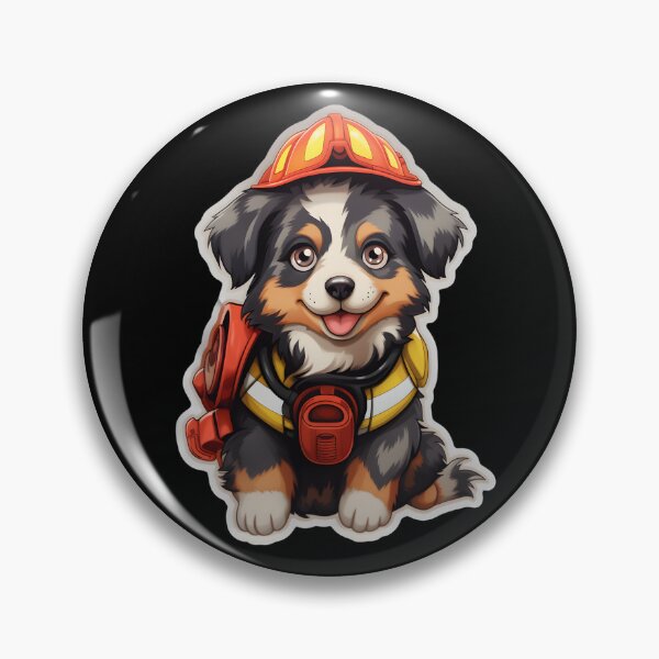 Item preview, Firefighter Aussie Puppy designed and sold by CUTEDOGGIEZ.