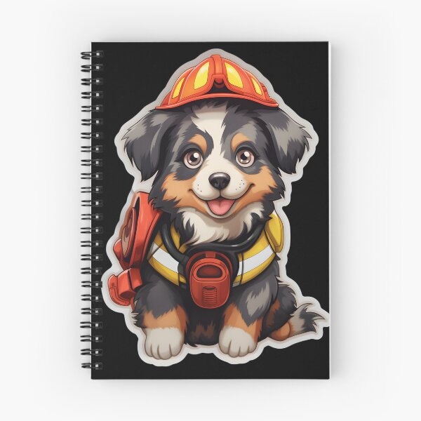 Item preview, Firefighter Aussie Puppy designed and sold by CUTEDOGGIEZ.