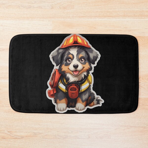 Item preview, Firefighter Aussie Puppy designed and sold by CUTEDOGGIEZ.