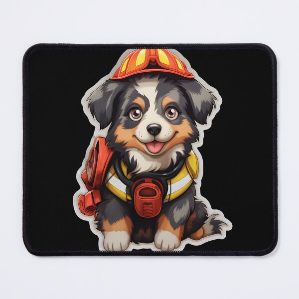 Item preview, Firefighter Aussie Puppy designed and sold by CUTEDOGGIEZ.