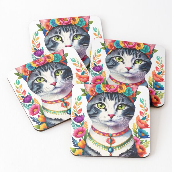 Item preview, Floral Cats Decorative Art Regal Cat Sitting Adorned with Vivid Flowers Headband designed and sold by Butler in the Home.