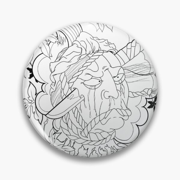 Item preview, Traditional Japanese namakubi tattoo flash. designed and sold by ReaperRoseCo.