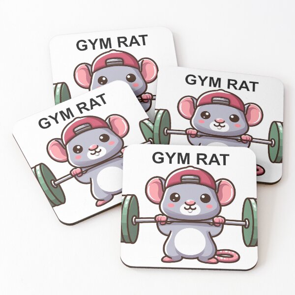 Item preview, Cute Rat with "GYM RAT" logo Lifting Barbell designed and sold by ArsiStrenght.
