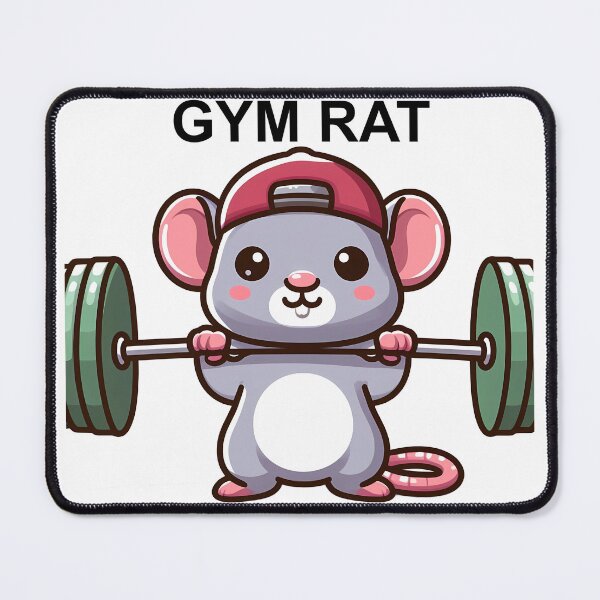 Item preview, Cute Rat with "GYM RAT" logo Lifting Barbell designed and sold by ArsiStrenght.