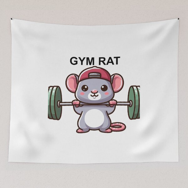Item preview, Cute Rat with "GYM RAT" logo Lifting Barbell designed and sold by ArsiStrenght.