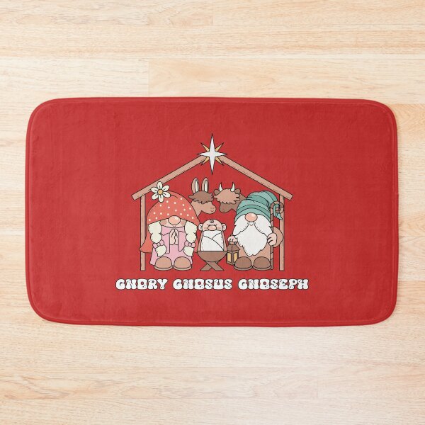 Item preview, Gnory, Gnosus, and Gnoseph - Cute and Funny Mary, Jesus, and Joseph Gnomes Nativity Scene/crèche (Black Outline and White Text Design) designed and sold by Spiprinto.