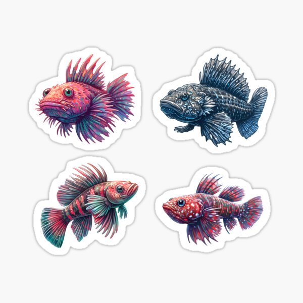 Vista previa del artículo con la obra «Hoja de pegatinas Bristlenose Pleco - Paquete Plecostomus colorido», diseñado y vendido por BeansterNL.