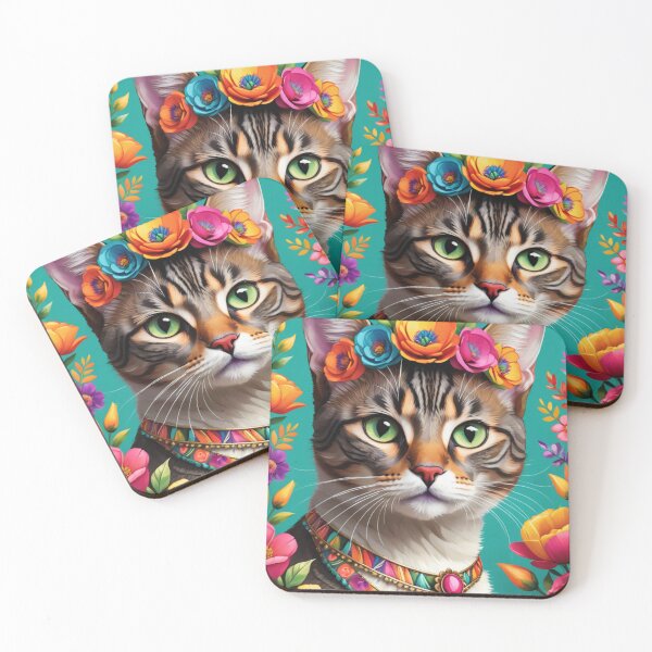 Item preview, Floral Cats Decorative Art Regal Cat Sitting Adorned with Vivid Flowers Headband designed and sold by Butler in the Home.