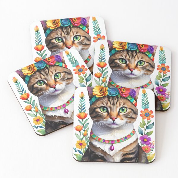 Item preview, Floral Cats Decorative Art Regal Cat Sitting Adorned with Vivid Flowers Headband designed and sold by Butler in the Home.