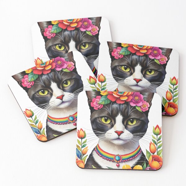 Item preview, Floral Cats Decorative Art Regal Cat Sitting Adorned with Vivid Flowers Headband designed and sold by Butler in the Home.
